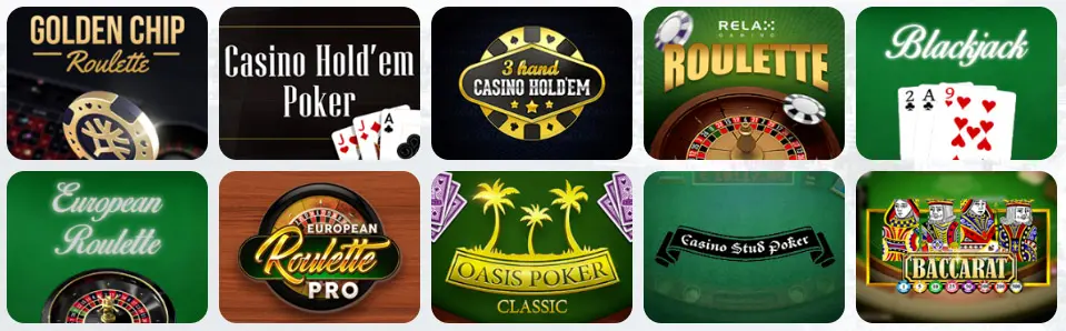 Jeux de table au LUCKY ELF CASINO
